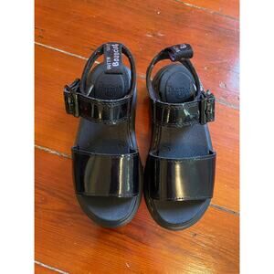 Dr. Martens Black Patent Blaire Platform Sandals AirWair Chunky Sole
